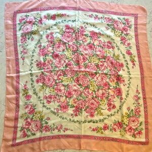 Vintage Japanese silk floral motif scarf EUC